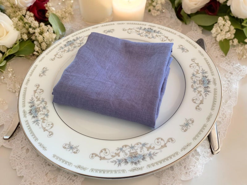 Eight Owls Linen Napkins -100% French Flax - Stonewashed Pure Linen Cloth Napkins - Size 18 Inch x 18 Inch - Set of 4 (Soft Rustic Blue) - Image 5